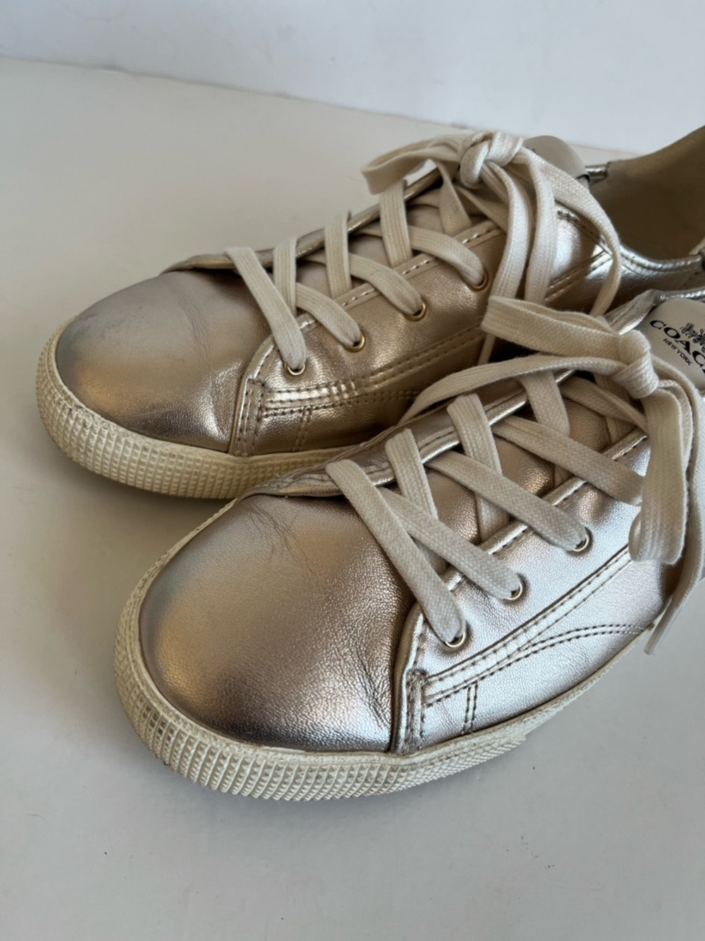 Coach Metallic Silver Low-Top Sneakers women’s size 8B - Picture 9 of 11